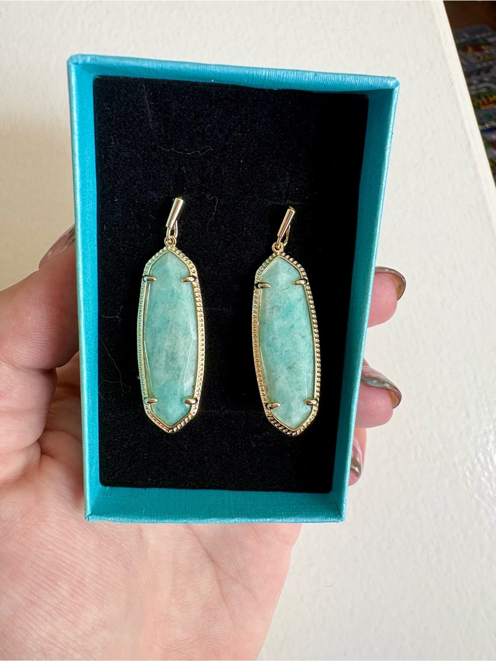 Kendra Scott Teal Amazonite Drop Earrings